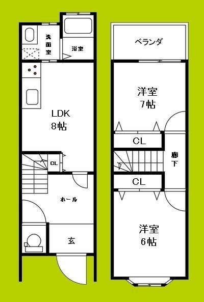 守口市金田町1丁目テラスハウス 間取り
